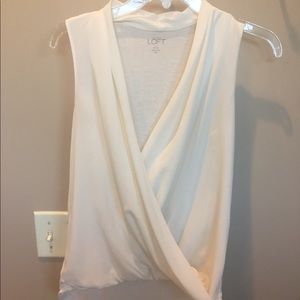 Off white cross cross draped shirt - Loft Petite
